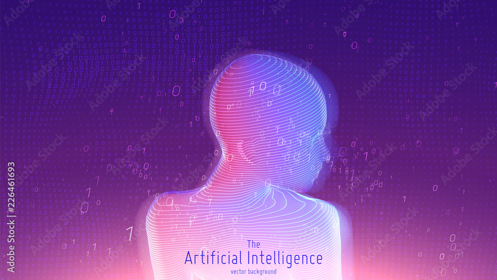  human big data visualization. futuristic artificial intelligence concept. cyber mind aesthetic desig