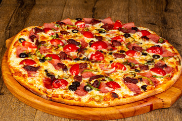 Pizza with sausages