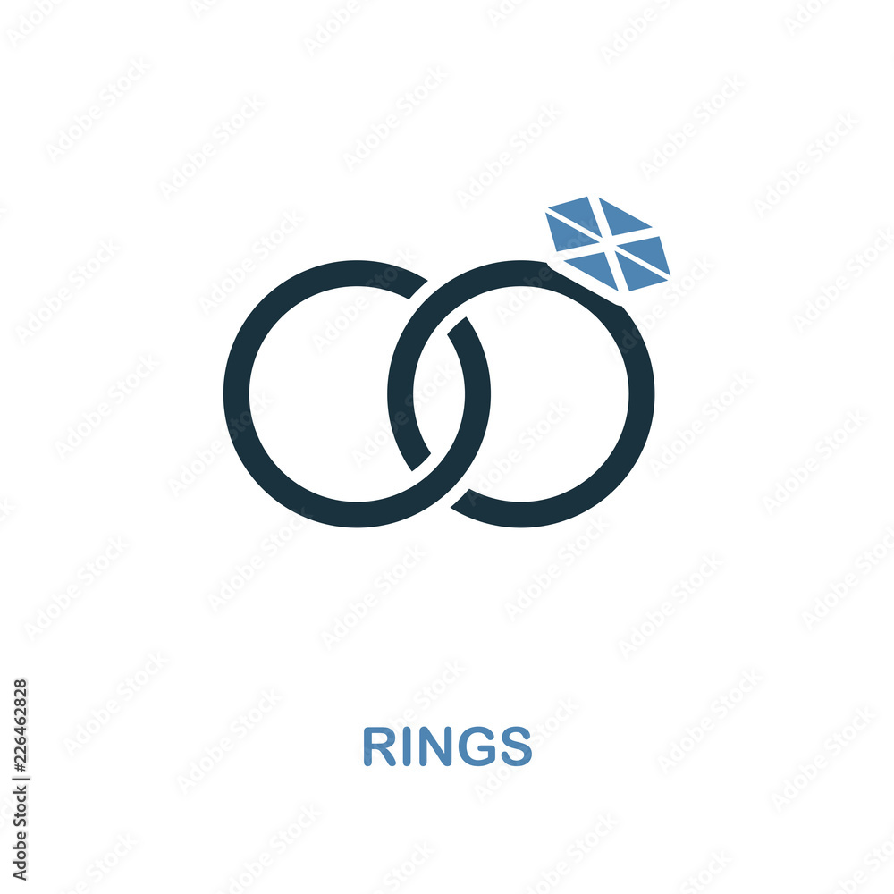 Poster rings icon in two color design. simple element illustration. rings creative icon from honeymoon coll