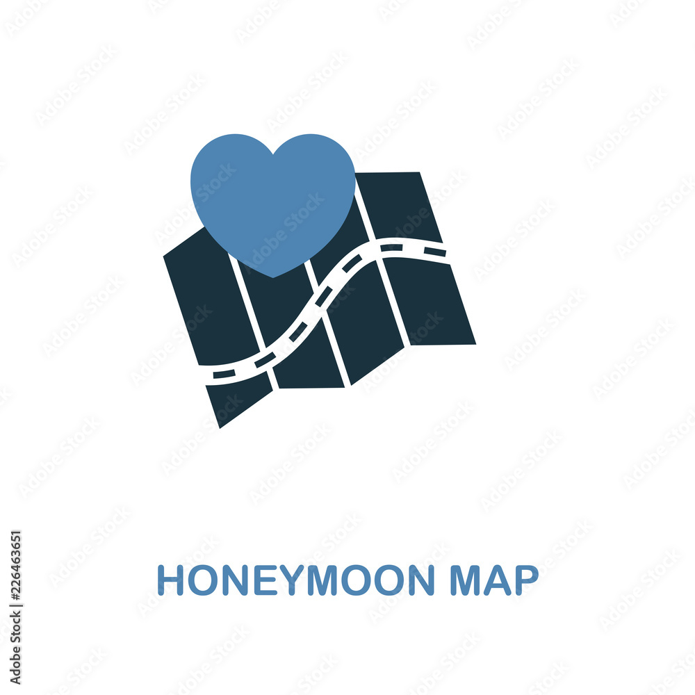 Poster honeymoon map icon in two color design. simple element illustration. honeymoon map creative icon fro