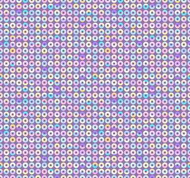 Circle shiny pony unicorn sequins seamless pattern. Fishscale emroidery. Vector background.