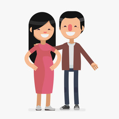 Cute couples with isolated background