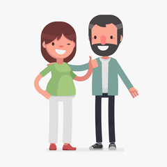 Cute couples with isolated background