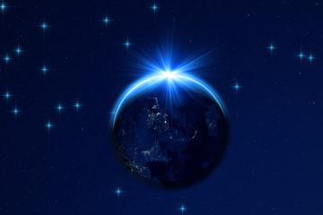 Earth with Milky way stars