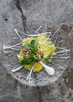 Yellowtail tartar at a restaurant, Jerusalem, Israel.
