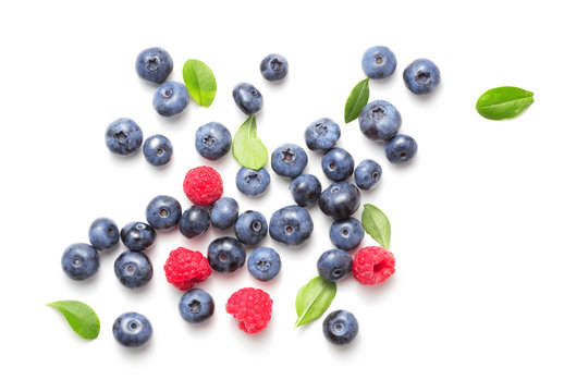 Heap Of Ripe Assorted Berries Isolated On White Background