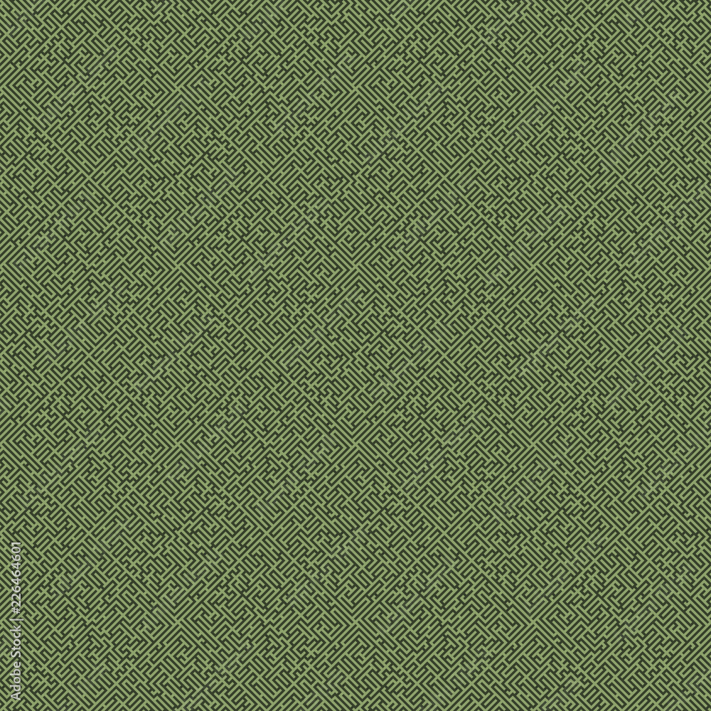 Poster labyrinth background. geometric irregular backdrop. abstract green seamless line maze pattern.