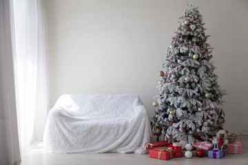 Christmas tree with presents, Garland lights new year