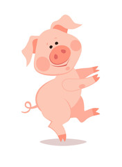 Obraz na płótnie Canvas Cartoon little pig. The year of the pig.