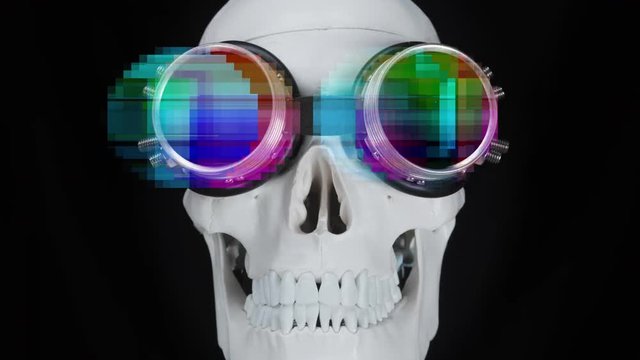 skull wearing sparkling sunglasses