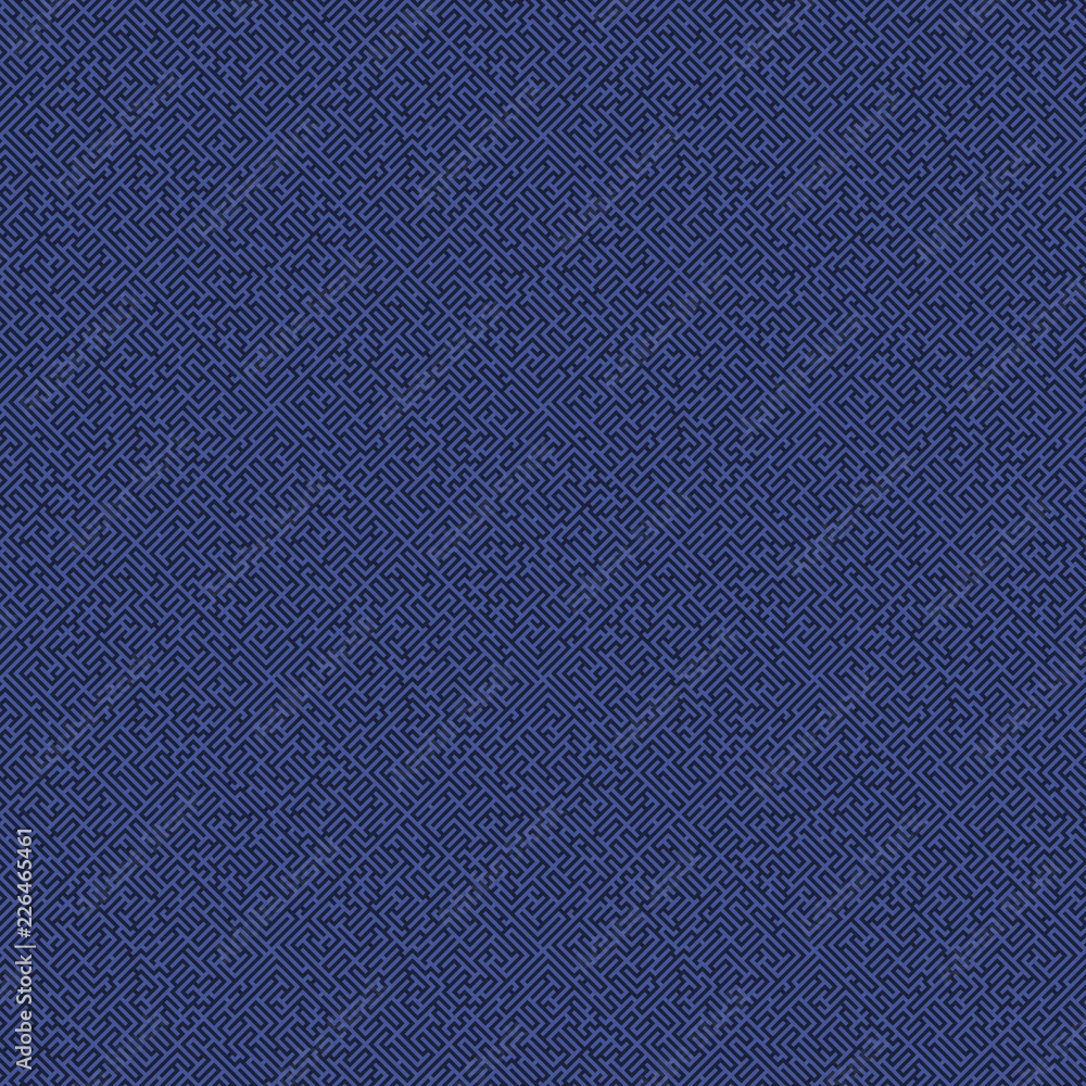 Poster labyrinth background. geometric irregular backdrop. abstract blue seamless line maze pattern.