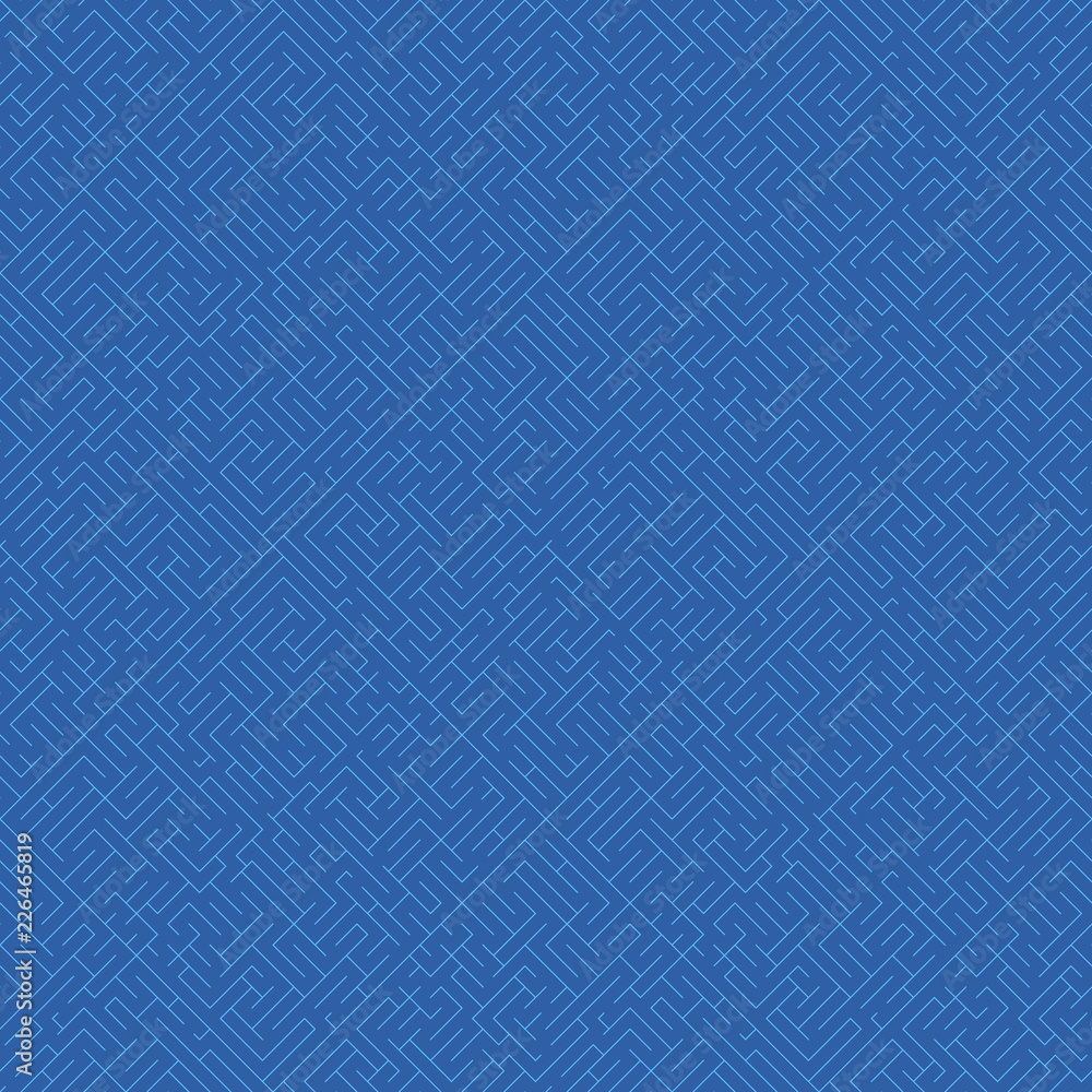 Poster labyrinth background. geometric irregular backdrop. abstract blue seamless line maze pattern.
