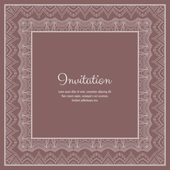 Abstract ornamental lace frame for greeting card or invitation