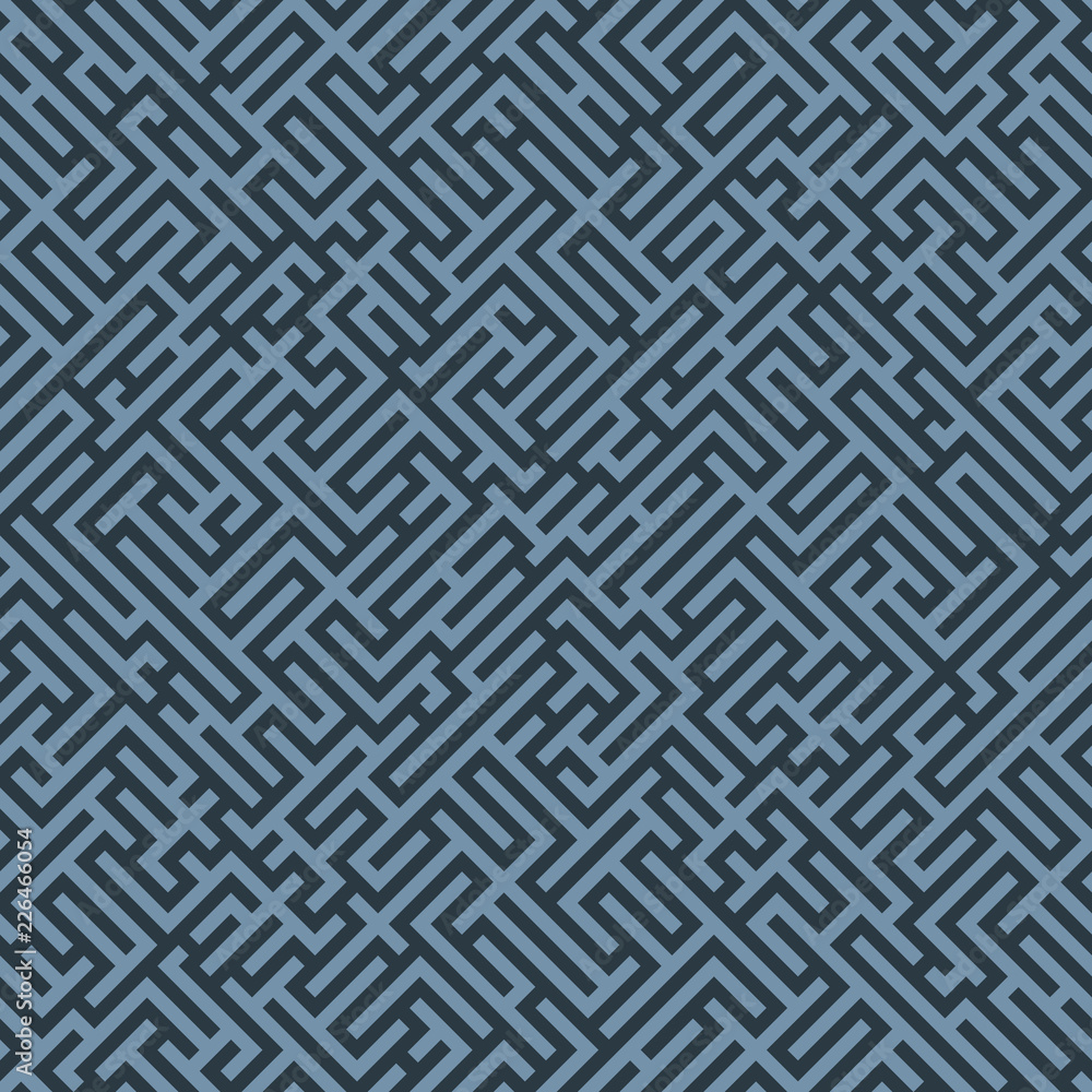 Poster labyrinth background. geometric irregular backdrop. abstract blue seamless line maze pattern.