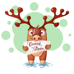 Funny, cute, paper deer characters Vector eps 10