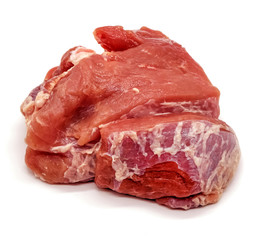 Piece of fresh raw meat isolated on white background