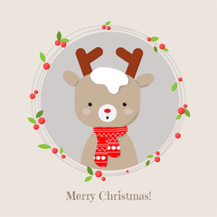 Cute reindeer cartoon lovely christmas background.