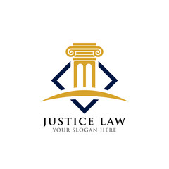 pillar logo design template. justice law and attorney logo design template