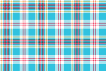 Turquoise plaid check fabric seamless pattern