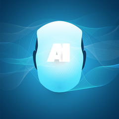 Machine Learning, Artificial Intelligence and Networks Design Concept with Robot Head