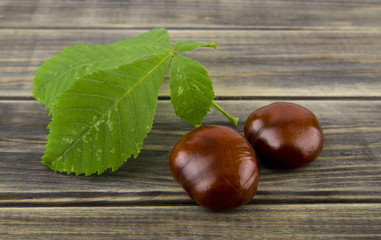 chestnuts on a wooden table