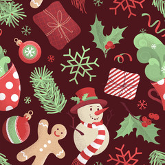 Vector seamless Christmas pattern.