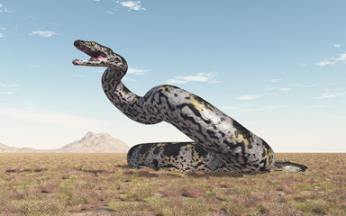 Naklejka premium Prähistorische Riesenschlange Titanoboa