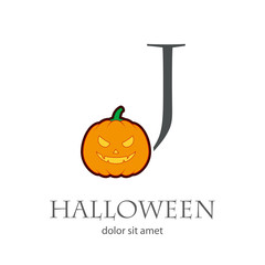 Logotipo J con calabaza de Halloween