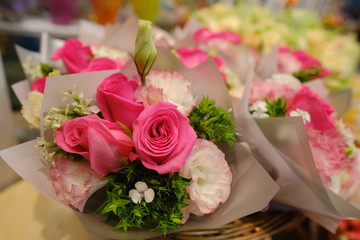 Romantic Flower bouquet arrangement with special pink red white rose