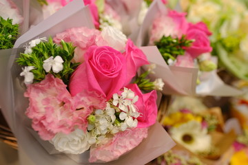 Romantic Flower bouquet arrangement with special pink red white rose