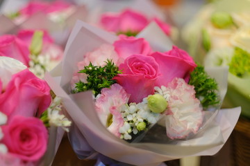 Romantic Flower bouquet arrangement with special pink red white rose