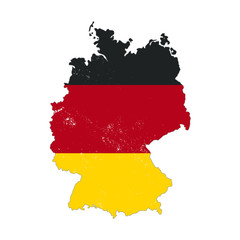 Germany country silhouette with flag on background, isolated on white