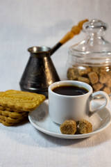 cup of coffee and cookies