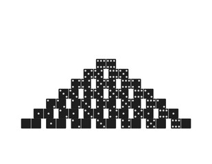 Pyramid of dominoes.  Isolated on white background. 3d Vector illustration.