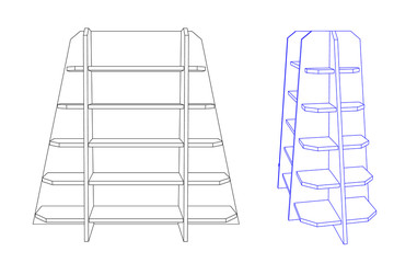 Empty showcase. Vector outline illustration