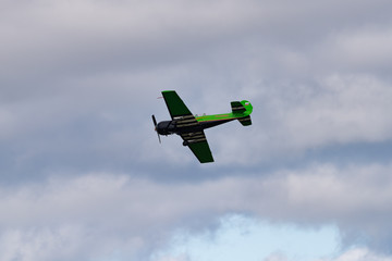 The Barca Women's Aerobatic Team performs aerobatic maneuvers at Mochishche airfield