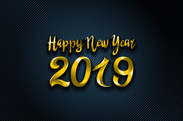 vector gold 2019 Happy New Year blue Background for your Seasonal Flyers and Greetings Card or Christmas themed invitations