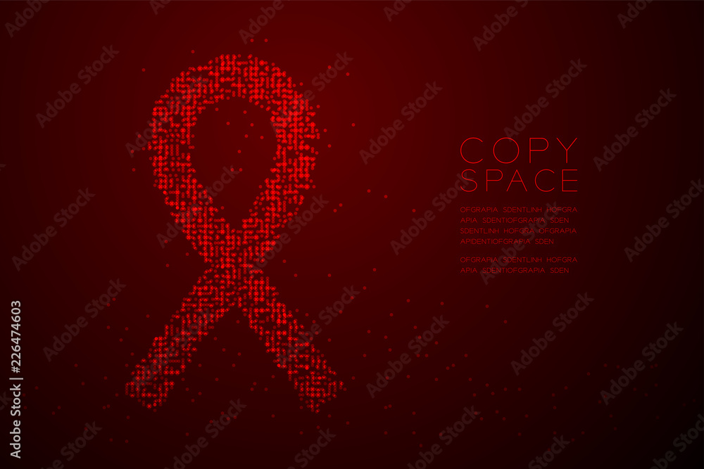 Aufkleber abstract geometric bokeh circle dot pixel pattern hiv red ribbon shape, world aids day concept desig