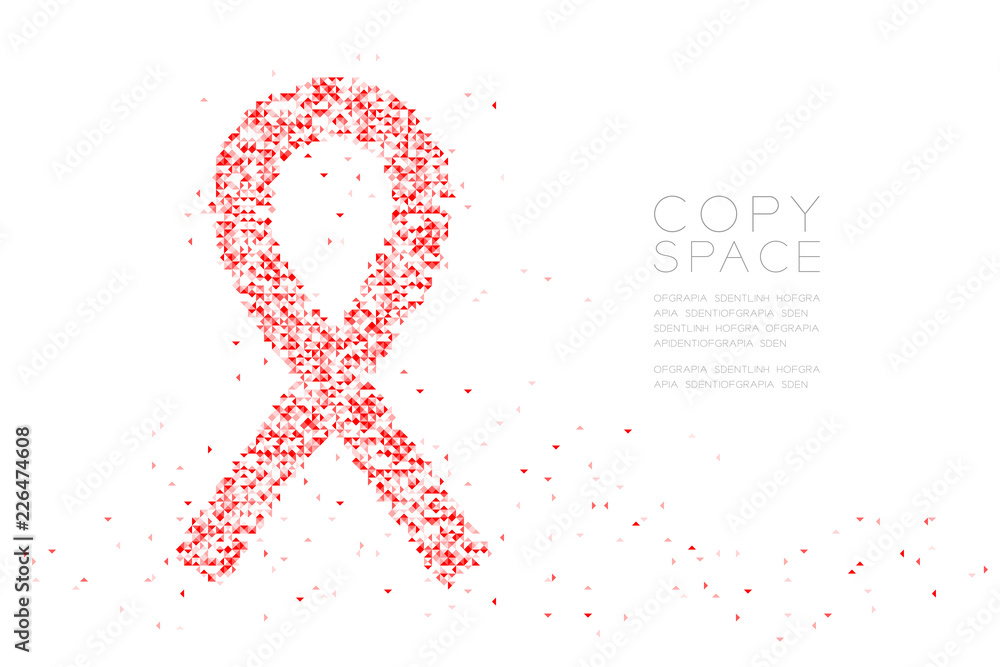 Aufkleber abstract geometric low polygon square box pixel and triangle pattern hiv red ribbon shape, world aid