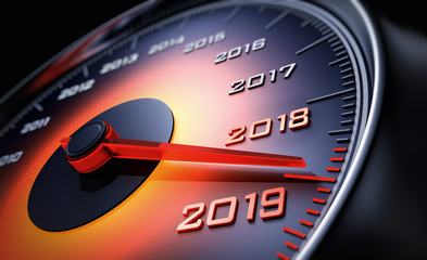 Fototapeta premium Tachometer 2019 orange leuchtend