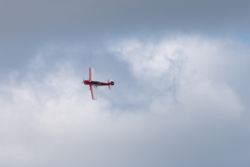 The Barca Women's Aerobatic Team performs aerobatic maneuvers at Mochishche airfield