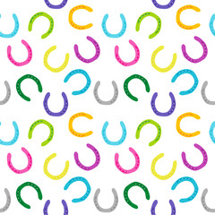 Colorful horseshoes seamless background