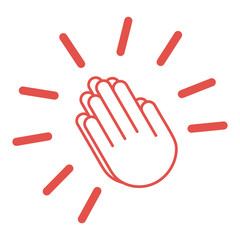 Beten Hände falten - Icon, Symbol, Piktogramm, grafisches Element - outline - Vektor - rot