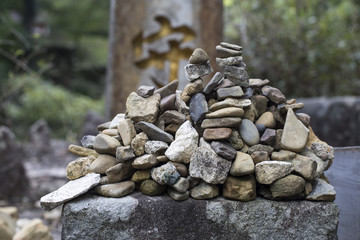 Prayer stone stacks.