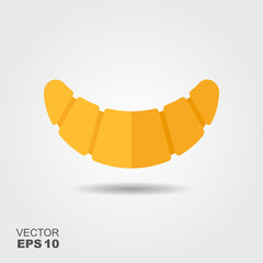 Croissant icon with shadow. Flat vector illustration