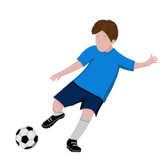 Fototapeta na wymiar Boy playing soccer and kicking a ball - vector illustration isolated on white background