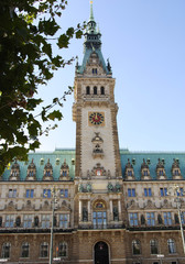 Fototapeta na wymiar front view at the town hall of Hamburg in Germany