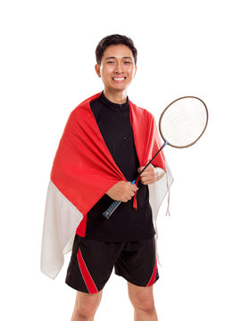 Happy badminton athlete from Indonesia