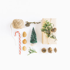 Christmas flat lay wrapping gifts
