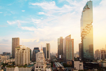 Bangkok city sunset Thailand skyline 
